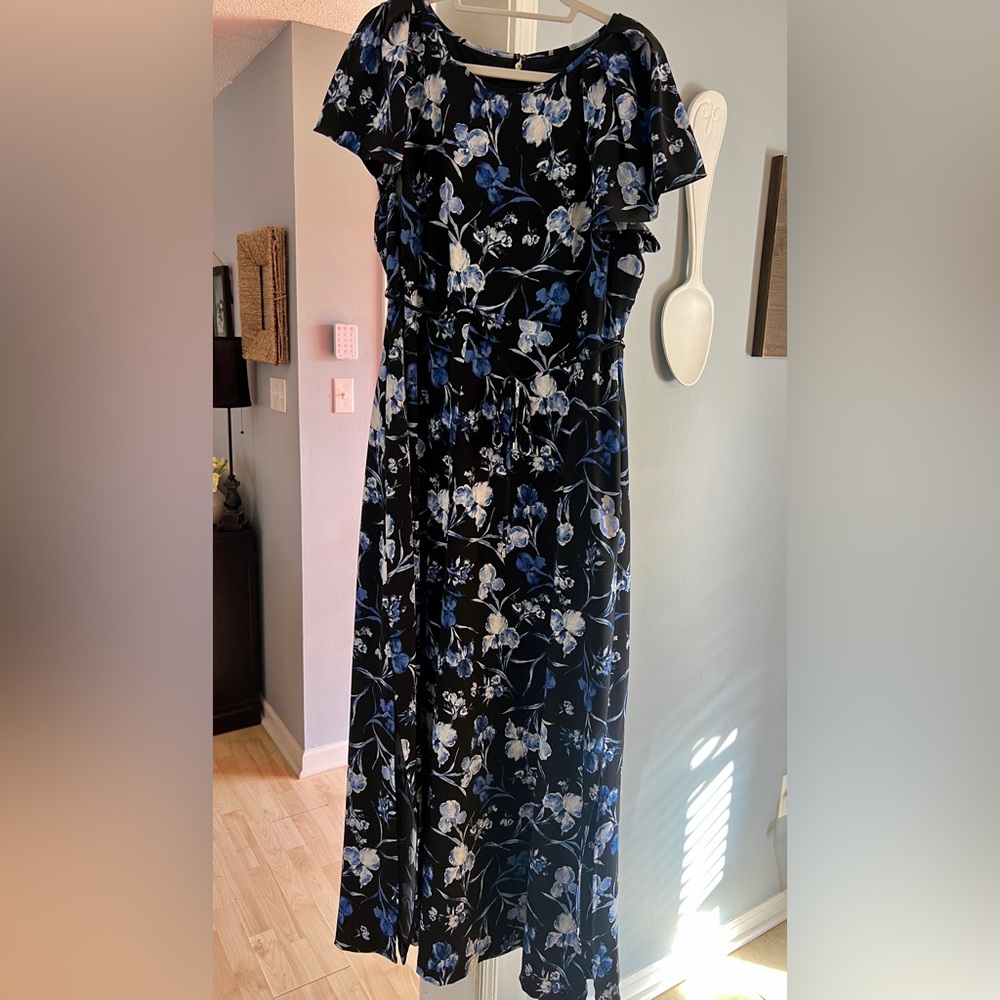 Tommy Hilfiger Black and Blue Floral Maxi Dress